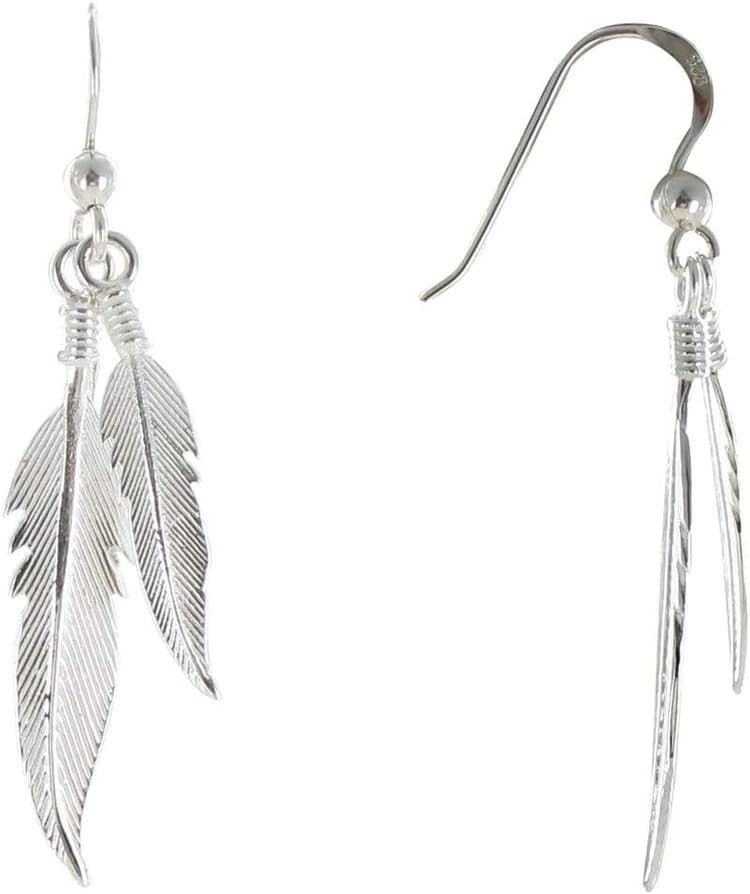 LES POULETTES BIJOUX - Boucles d'Oreilles Deux Plumes d'Argent 925