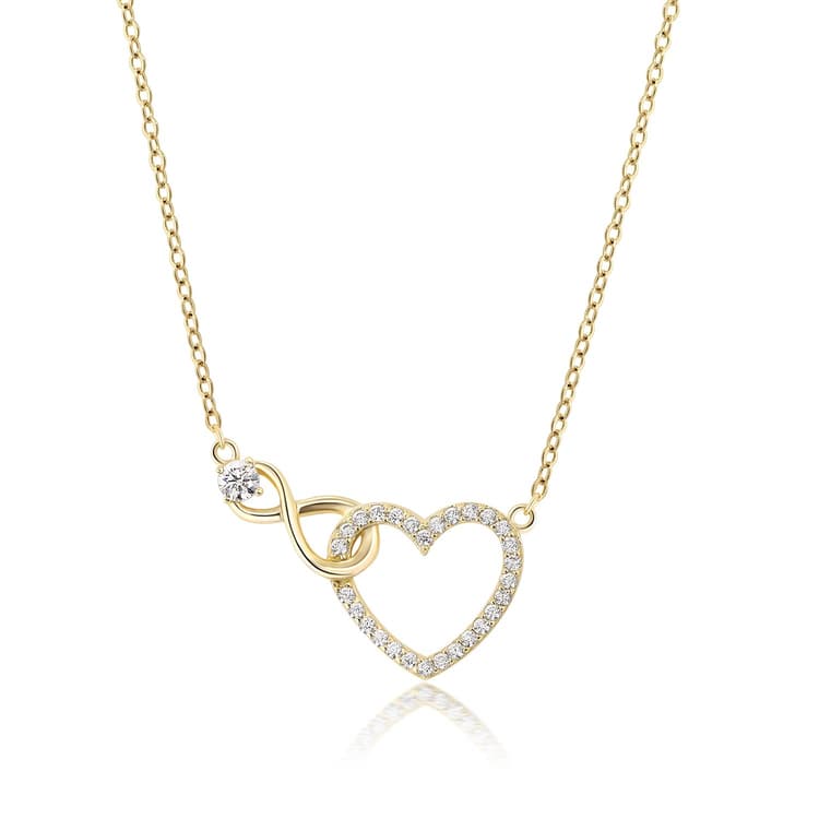 Meissa Collier Coeur Infini pour Femmes Zircon cubique diamant pendentif femme plaqué or breloque chaine Collier Signe de l'Infini Amitié Promesse Cadeau bijoux fantaisie (Or)