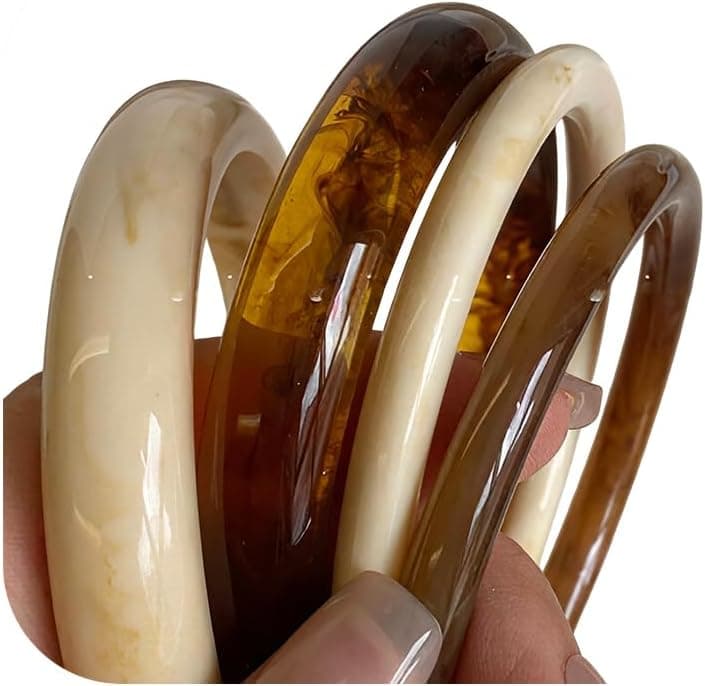 ÌF ME Acrylic Bangles Bracelets for Women, Irregular Acrylic Resin Chunky Bracelets Geometric Fashions Thick Statement bangle Set