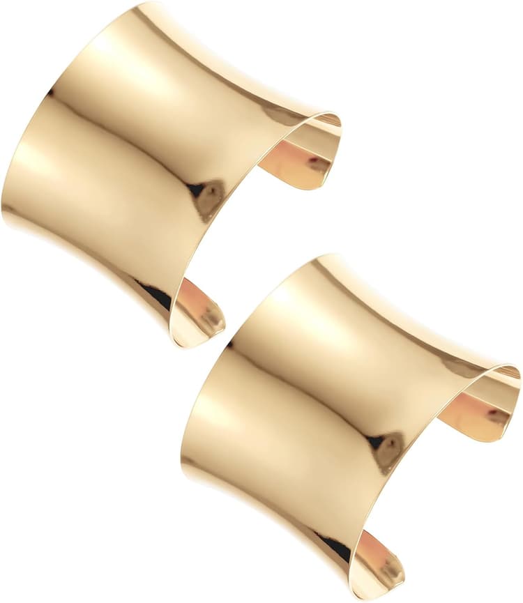 Lot de 2 bracelets manchette pour femme, bracelets ouverts larges et réglables en or