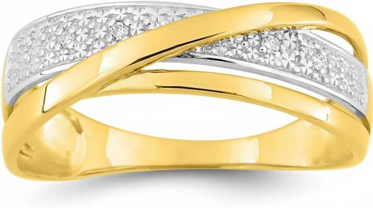 Bague Or Jaune et Blanc 18k Diamant 0.02ct GH P1