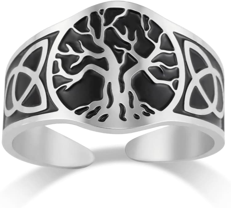 Dreamtimes Yggdrasil Arbre de Vie Bague Homme Femme Bague Vintage Réglable Anneau En Acier Inoxydable Viking Noeud Celtique
