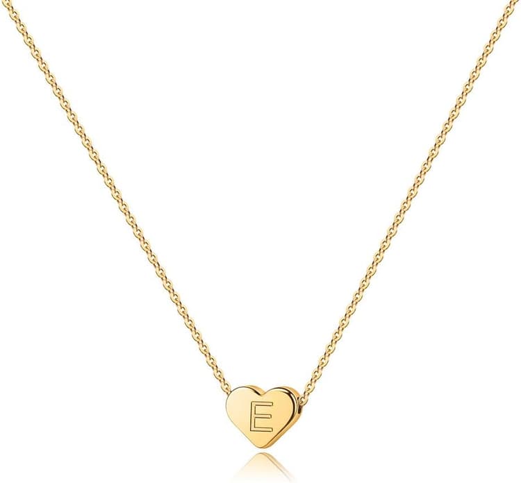 Turandoss Easter Basket Stuffers for Kids Teen Girls - Dainty 14K Gold Plated Heart Initial A-Z Pendant Letter Heart Necklace Birthday Easter Gifts for Girls Teens Women