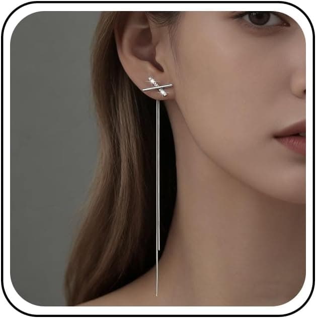 Boucles d'oreilles en forme de larme en CZ longues boucles d'oreilles pendantes à enfiler à pampilles boucles d'oreilles en chaîne à barre dorée bijoux pour femmes et filles