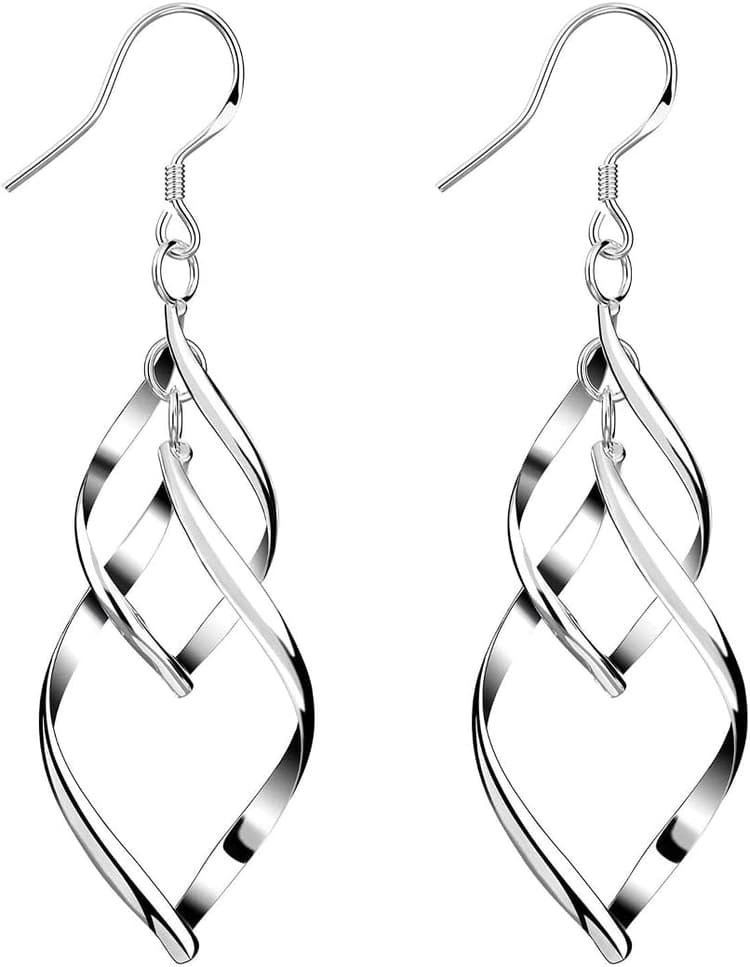 1 paire Boucles d'oreilles pendantes en argent sterling pour femme - Longues pampilles - Cadeau pour femme