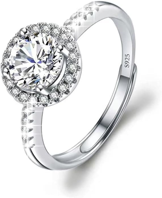 Moissanite Adjustable Engagement Ring, Promise Eternity Ring for Women,Wedding Rings,Jewelry Gift,Friendship Promise Fashion Jewelry Valentine Gifts for Women