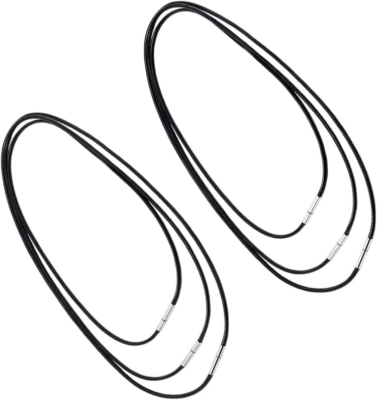 Lot de 6 Cordon Cuir pour Collier, pour Pendentif,Noir Collier Homme,Cordon pour Pendentif,Tour de Cou Bijoux,Ciré Chaine Bande