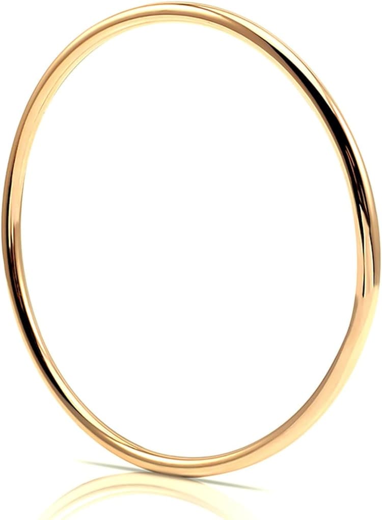 Kritz Bracelet Femme Jonc Rond Plaqué Or ou Argent et Acier inoxydable - Bracelet Fin 3 à 6 mm Rigide Empilable Diamètre 6 Cm Taille M Petits Poignets - Bijoux Bracelets Cadeau Femmes