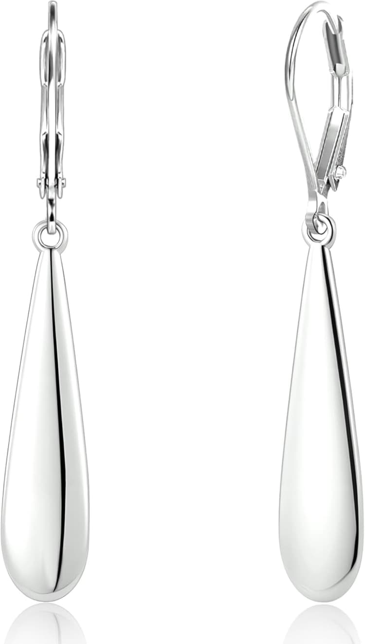 925 Sterling Silver Long Teardrop Dangle Earrings for Women Hypoallergenic Drop Leverback Earrings Trendy Silver Long Teardrop Dangle Earings for Jewelry Gifts