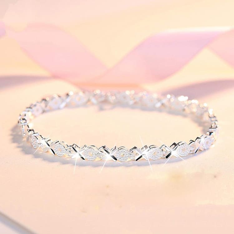 Bracelet 925 Argent Sterling X Bracelets Zircon Croix Bracelets À Breloques Femmes Bracelets Jumelés Accessoires Argent 925 Bijoux Bracelets