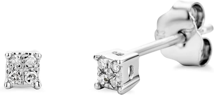 Boucles d'Oreille - Femme - Or Blanc 375/1000 (9 Cts) 0.55 Gr - Diamant