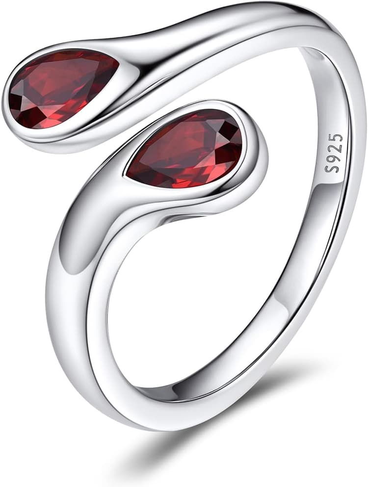 Bestyle Bague Femme Argent 925 Réglable avec Pierre, Bijou pour Femme Fille Zircon, Bague Pierre de Naissance
