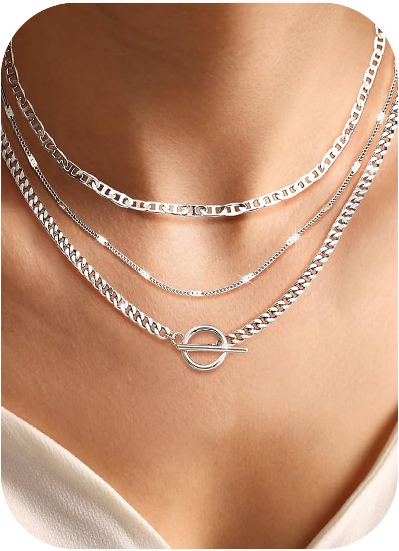 Adramata 3Pcs Collier Femme Or 14K Plaqué Empilable Collier Croix Fantaisie Ras du Cou Réglable Ensemble Colliers Chaîne Superposée Bijoux Femme Cadeau