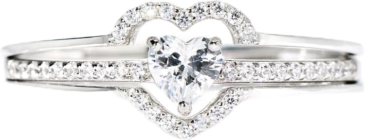 STORYJEWELLERY 925 Sterling Silver Rings for Women, Promise Rings for Her, Heart Purity Ring, Stacking Silver Pinky Ring for Women, Gifts for Her