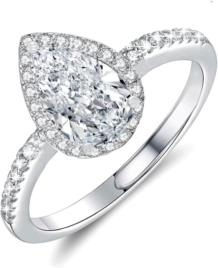 Moissanite Adjustable Engagement Ring, Promise Eternity Ring for Women,Wedding Rings,Jewelry Gift,Friendship Promise Fashion Jewelry Valentine Gifts for Women