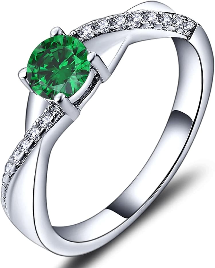 YL Bague de Fiançailles en Argent 925 Bague en Oxyde de Zirconium 5A pour Femmes