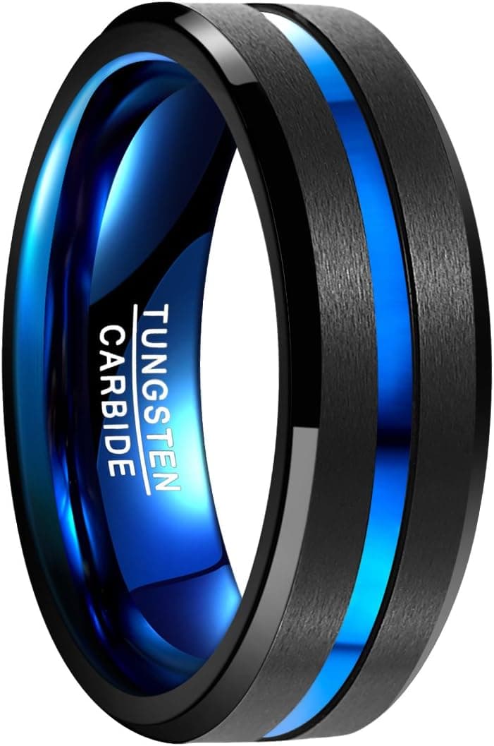 NUNCAD Bague Homme/Femme en Tungstène 8mm, Bague Anneau de Mariage/Fiançailles/d'Amitié/Bague de Qualité Multicolore Bijoux de Mode, Taille 47(15.0)-80(25.5)