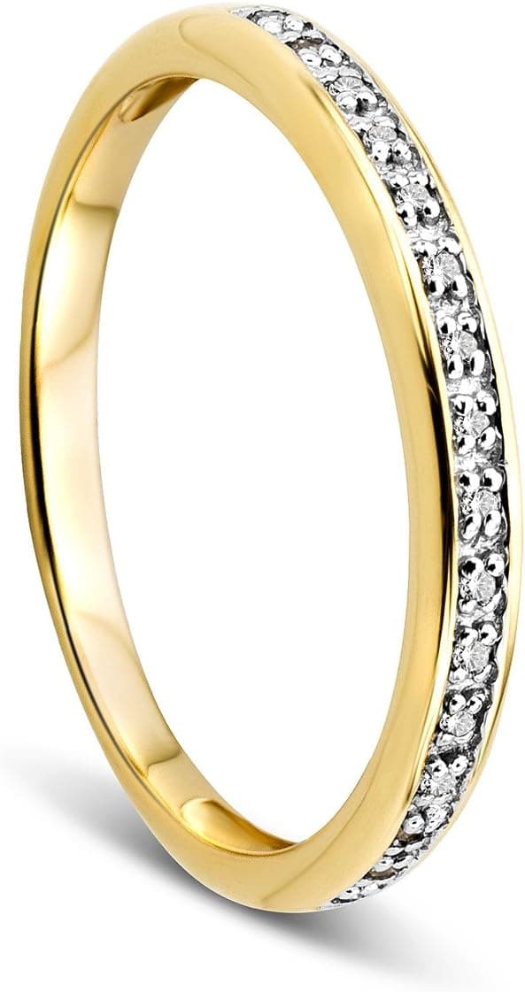 Orovi bijoux femme, Bague éternité en or jaune avec diamants 0.05 Ct 9 Kt / 375 or