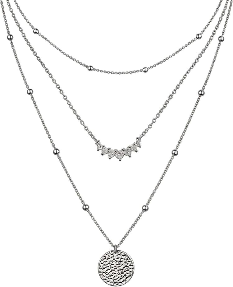 Layered Necklaces for Women, Silver Fashion Layered Coin Pendant Jewelry, Everyday Wear Layered Necklace Set