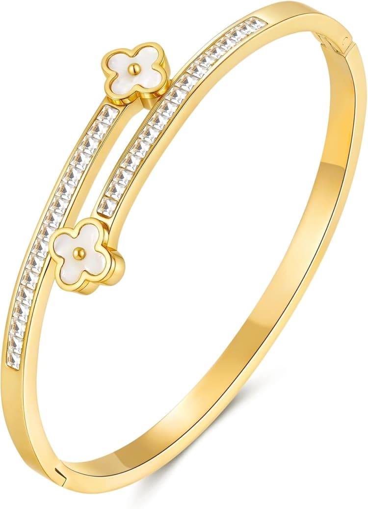 Joo&Rind Bracelet Femme Or Acier inoxydable Bracelet Chaîne Réglable Hypoallergénique Femme Bijoux Cadeaux pour Les Fêtes