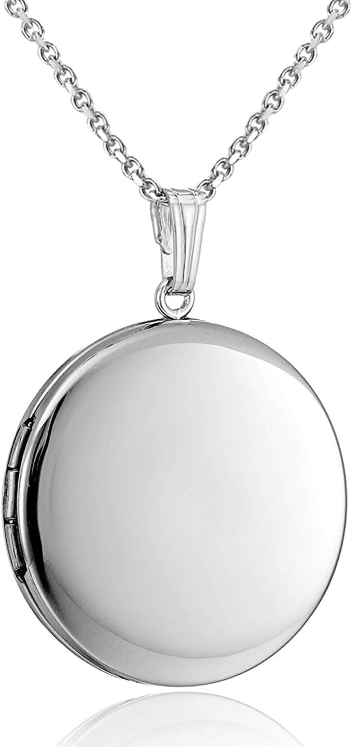 YOUFENG Round Locket Necklace that Holds Pictures Heart Circle Shape Lockets Gift for Jewelry