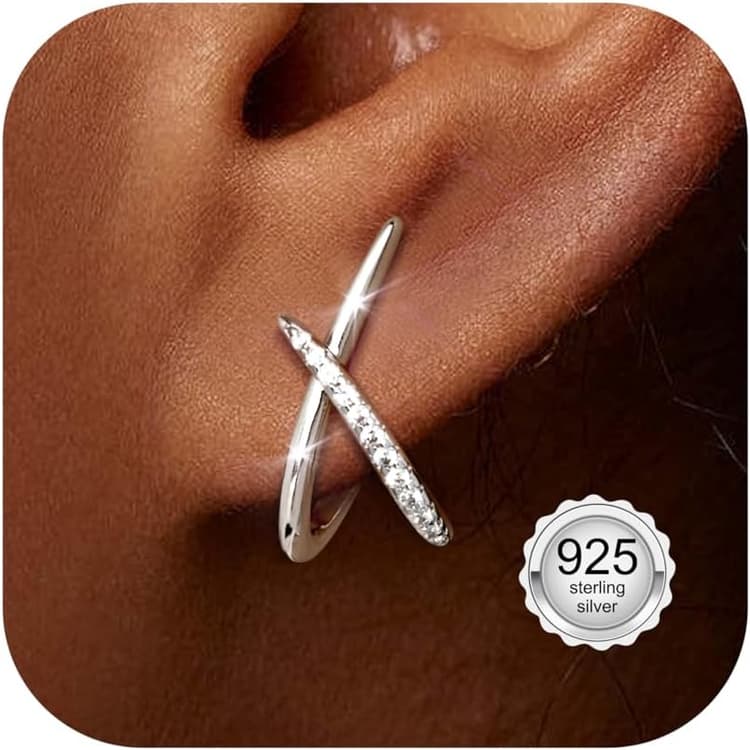 Diamday Boucles D'Oreilles Clous D'Oreilles Femme Argent 925 Zirconie Cubique Ladies Hypoallergénique pour Oreilles Sensibles Minimaliste Petite Clous Boucle D'Oreille Bijoux à La Mode Cadeaux