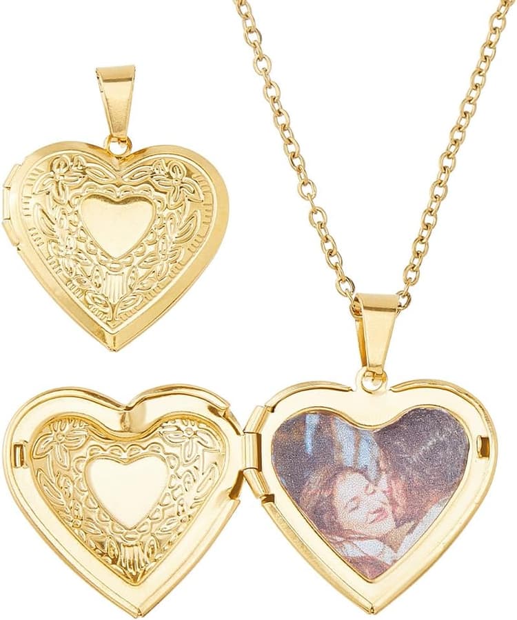 Collier avec médaillon photo vintage gravé en acier inoxydable pour femme, Acier inoxydable