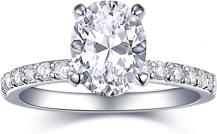 2 Carat Oval Engagement Rings Set for Women | Cubic Zirconia Wedding Sets | Wedding Band Ring | Promise Rings for Her 18K White Gold Plated Jewelry Gifts Size 4-11