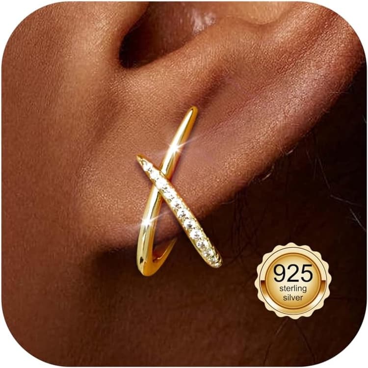 Diamday Boucles D'Oreilles Clous D'Oreilles Femme Argent 925 Zirconie Cubique Ladies Hypoallergénique pour Oreilles Sensibles Minimaliste Petite Clous Boucle D'Oreille Bijoux à La Mode Cadeaux