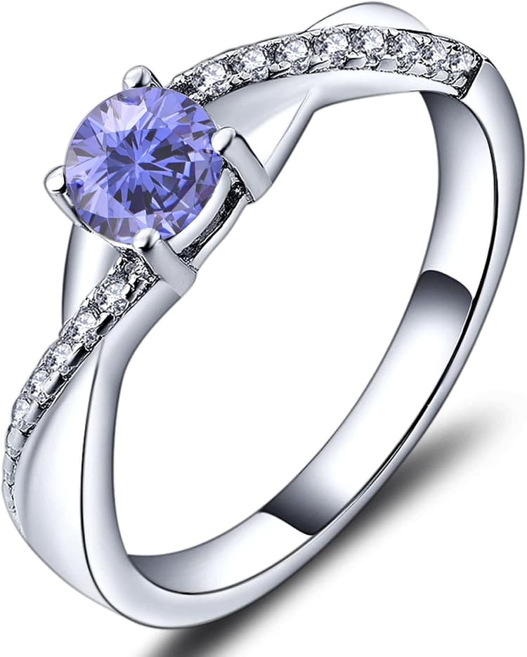 YL Bague de Fiançailles en Argent 925 Bague en Oxyde de Zirconium 5A pour Femmes