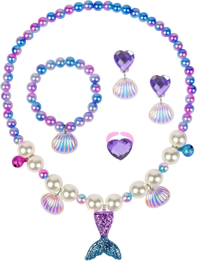 OSDUE Bijoux, Ensemble de Bijoux, Collier Bracelet Bague Boucles d'oreilles Set, Princesse Anniversaire Noël Cadeau