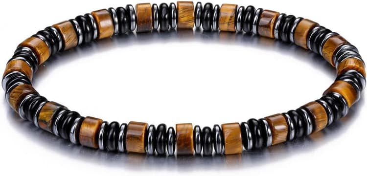 Jovivi Healing Crystal Beaded Bracelets for Men Women Natural Tiger Eye Gemstone Black Obsidian Hematite Beads Stone Stretch Bracelets Jewelry Gifts