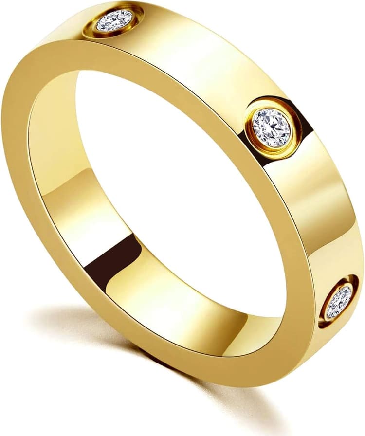 PDWZNBA Love Friendship Ring 18K Gold-Plated Stainless Steel Promise Ring Wedding Band Jewelry Birthday Gifts for Women