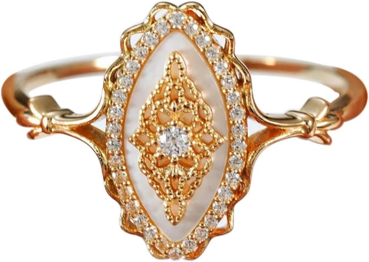 Simple Wave Lace Ring Women's Personalized Vintage Court Style Ring, Gold Rings for Women，Promise Rings for Her