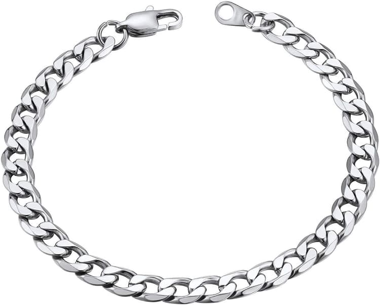 ChainsHouse Bracelet Gourmette Homme Acier Inoxydable Gourmette Garçon Chaîne Cubaine Femme Collier Poignet Fille Maille [Argent/Or/Noir] Bijoux Cadeau Noël pour Amis/Sœurs/Frères/Pères/Mères