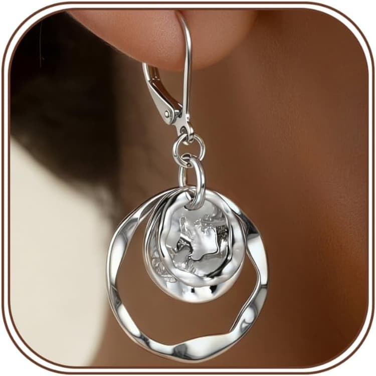 CASSIECA Argent 925 Boucles d'Oreilles Femme Pendantes Boucles d'Oreilles Or Argent Hypoallergenique Levier Boucles d'Oreilles Creoles Rondes Cadeau Anniversaire