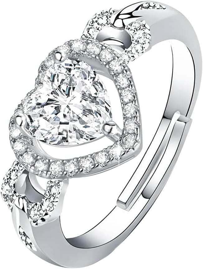 Moissanite Adjustable Engagement Ring, Promise Eternity Ring for Women,Wedding Rings,Jewelry Gift,Friendship Promise Fashion Jewelry Valentine Gifts for Women