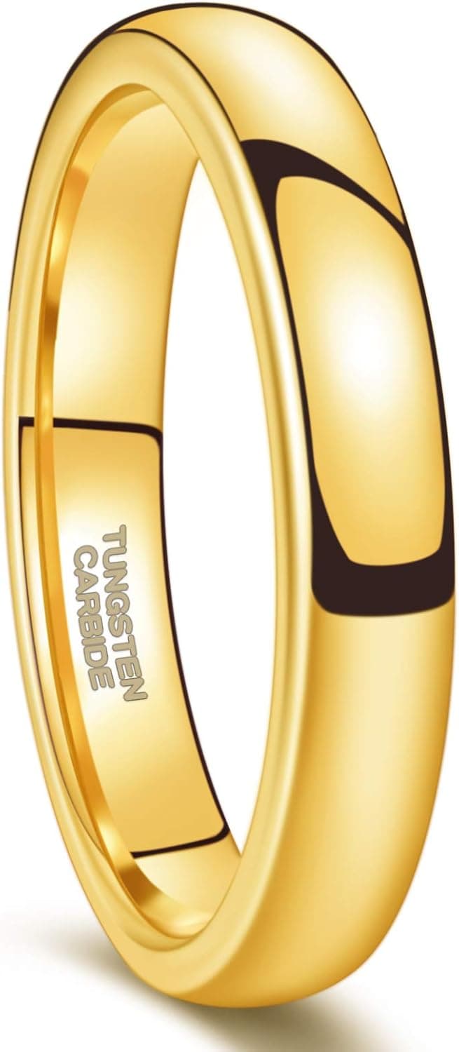 Greenpod 2mm 4mm 6mm Tungsten Wedding Bands Ring for Women Men Rose Gold Plated/Silver/24K Gold Plated/Black Polished Slim Engagement Promise Rings Comfort Fit Size 4-13