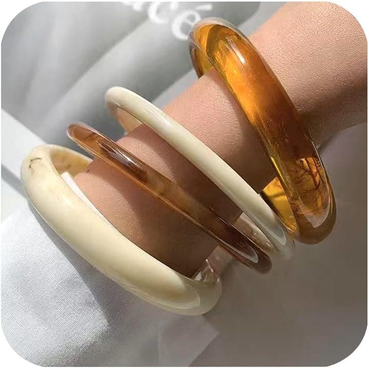 Bracelet Résine Femme, Bracelet en Résine Acrylique Empilable Manchette en Acrylique Bracelets Coloré en Résin Bracelets Cadeau pour Femme Fille