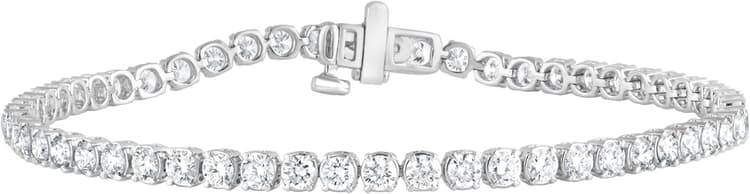 Belacqua Lab Grown Diamond Tennis Bracelet in Sterling Silver, Round Cut, 2 to 5 Carat Bracelets, G Color, SI Clarity, Prong Set, Fine Jewelry for Women, Gift Box Included