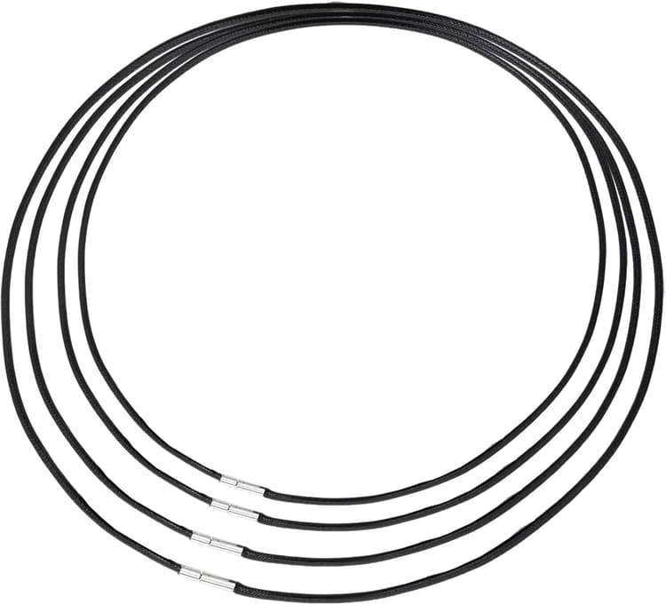 Cordon Collier 4 Pièces, 2 Mm Colliers pour Homme Noir（40-55cm） Cuir pour Cordon Pendentif, Convient Hommes Femmes, Bracelet Collier Bricolage Artisanat