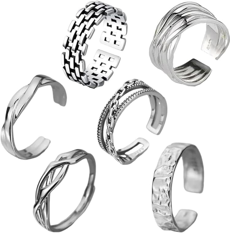 Bague Anti-Stress en Acier Inoxydable 316L Vintage Celtique pour Méditation Lot de 6 pour Fiançailles, Mariage