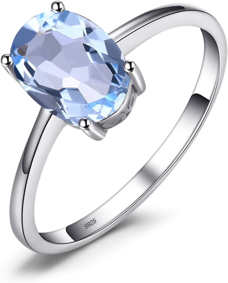 JewelryPalace Bague Ovale Naturelle Améthyste Grenat Péridot Citrine Topaz Anneau Pour Femme, Argent 925 Plaqué Or Jaune Plaqué Or Rose, Bague de Fiançailles Mariage Promise,Bijoux Cadeau Anniversaire