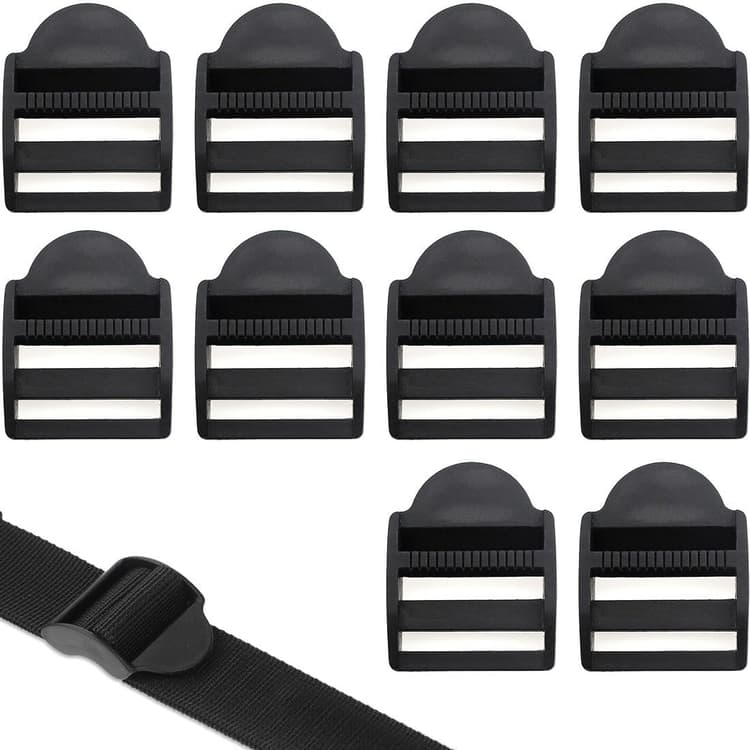 10 Pièces Boucle Plastique 25mm, Avec Boucle à Clip, Boucle à Double Ouverture Latérale, Attache Sac a Dos, Boucle Sangle, pour les Bagages, Sangles, Sacs à Dos, Noir