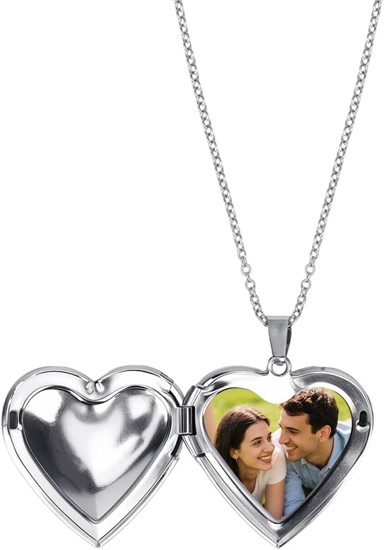 Collier en acier inoxydable avec pendentif en forme de cœur, ouvrable pour prendre des photos, personnalisable, idéal pour un usage quotidien et des occasions spéciales comme les