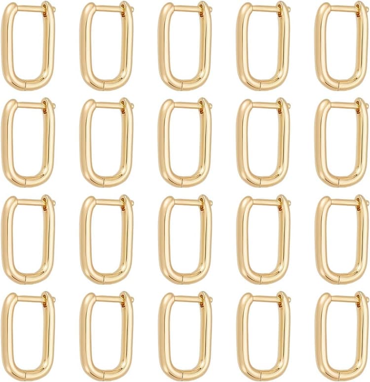 UNICRAFTALE 10 Paires De Boucles D Oreilles Huggie En Or Plaqué 18K 16mm Rectangle Boucles Sans Fin Petites Boucles Pour Piercing
