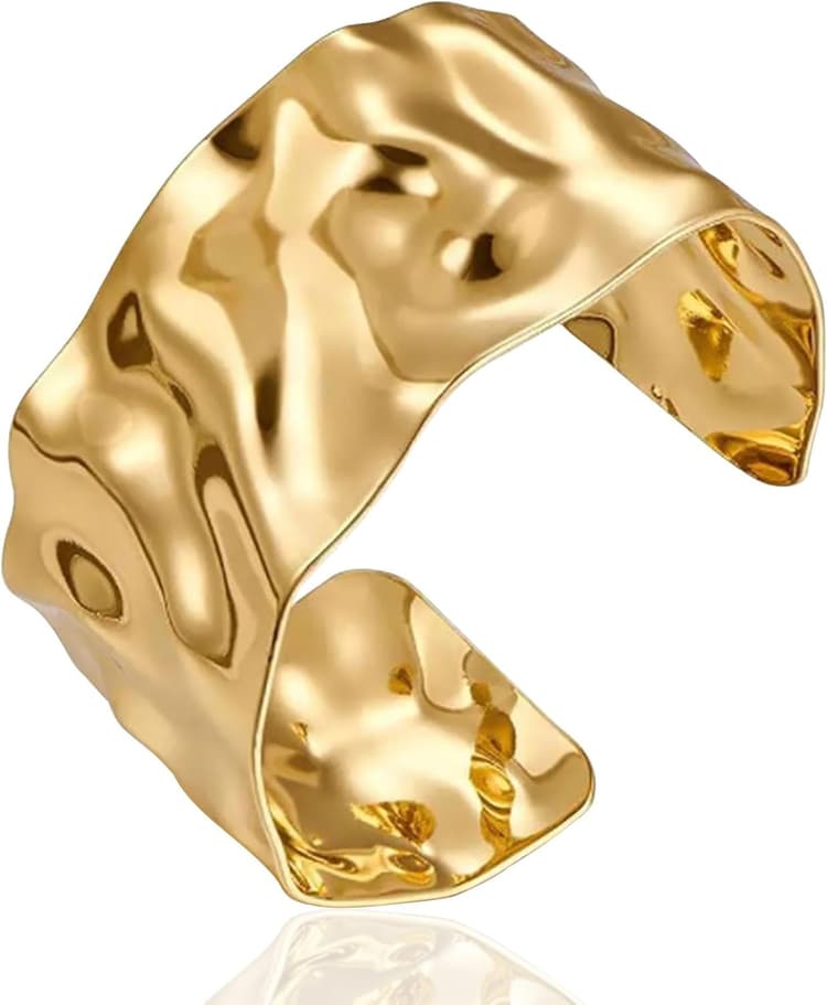 Frapper Les Rides Bracelet Manchette, La Mode Gros Bracelet Femme, Réglable Bracelet Manchette Femme