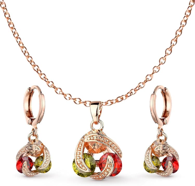 Crystalline Azuria Ensembles de Bijoux de Mariage pour Mariée Bijoux de Demoiselle d'honneur Collier Pendentif et Boucles d'Oreilles Parure de Bijoux pour Femme et Fille