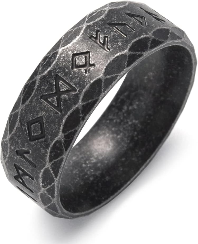 Viking Rings for Men Norse Viking Raven Runes Vegvisir Compass Amulet Ring Jewelry for Men Women Boys Size 7-13