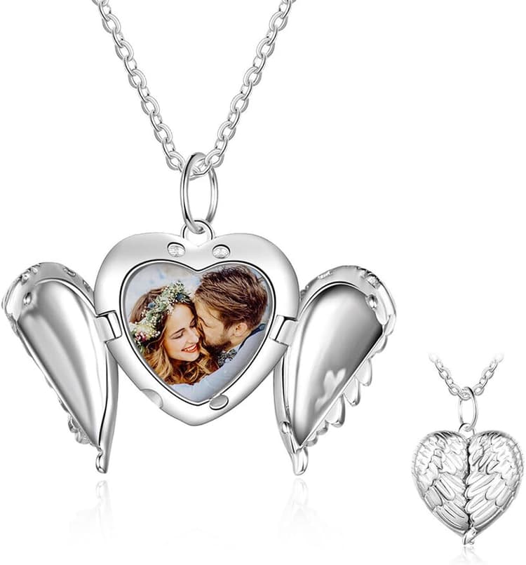 Collier Pendentif Médaillon Forme Coeur Gravé Qui Contient Images Collier Médaillon Photo Personnalisé Collier Mémoire pour Femme Fille